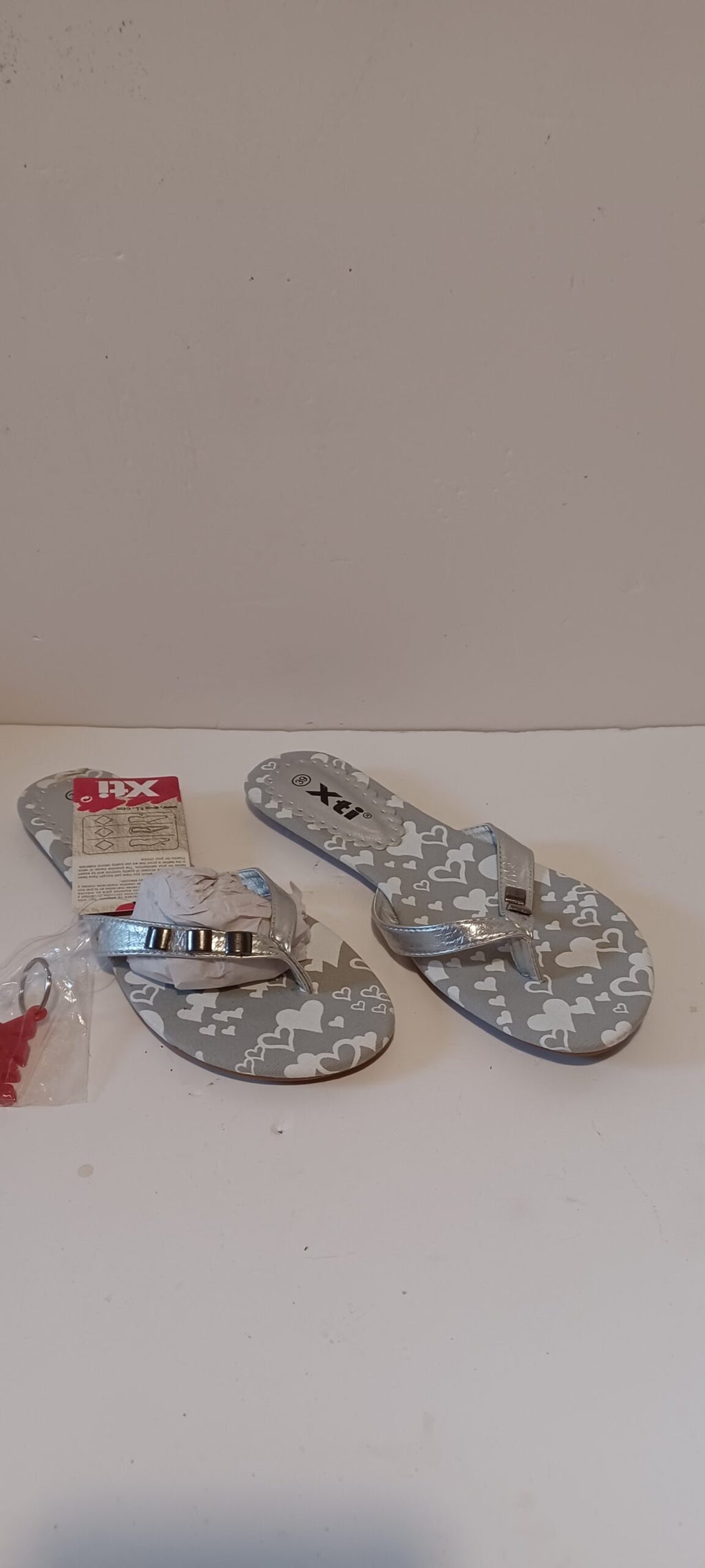 Xti - Sandlea - Ladies Flip Flops - Strap Decore - Silver - Brand New - 8/41, Silver image