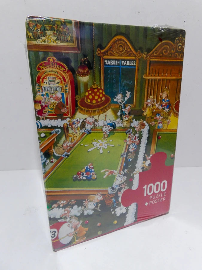 Heye Billiard 1000 Piece Jigsaw Puzzle by Michael Ryba | Humorous Cartoon Puzzle