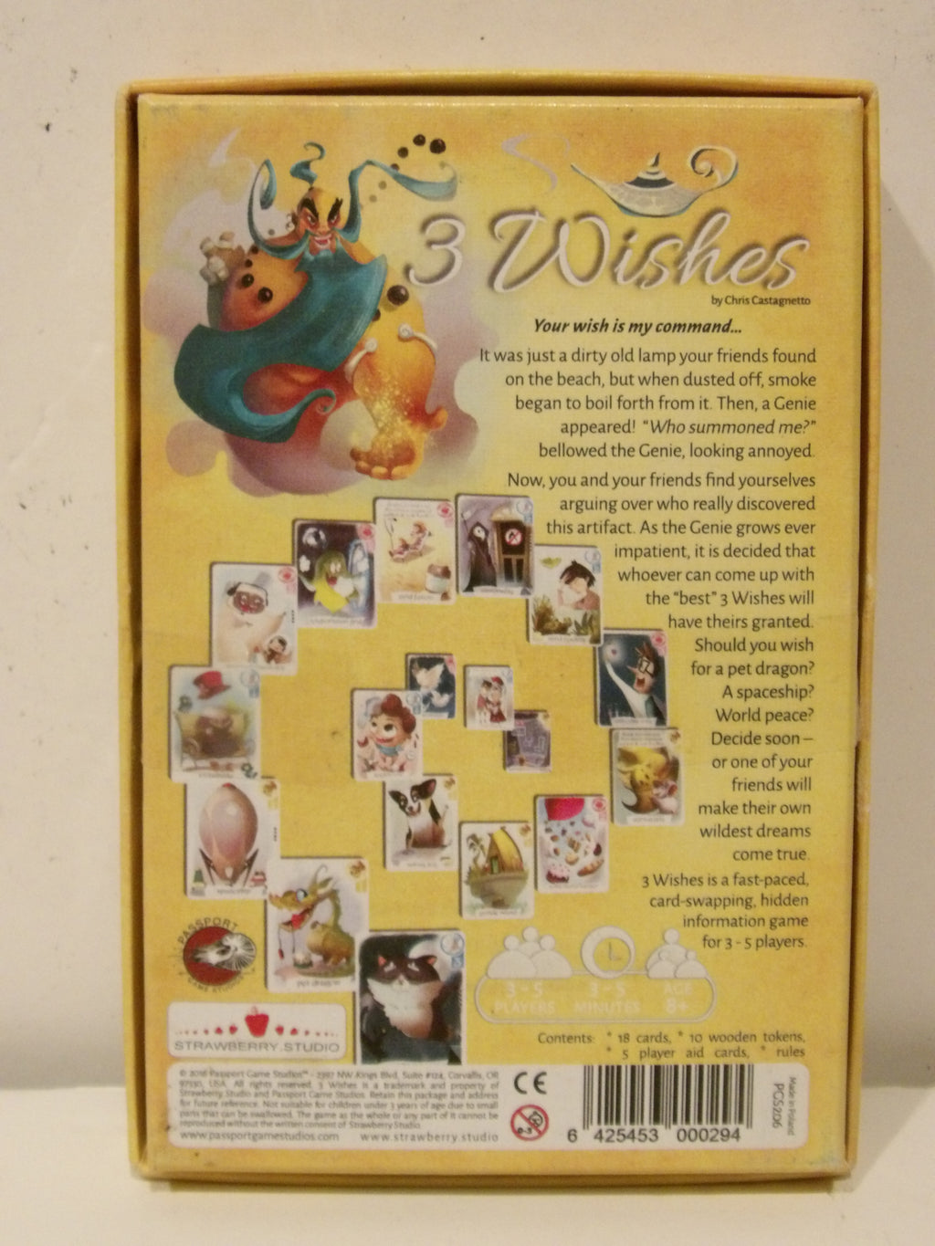 3 Wishes Micro Card Game by Chris Castagnetto | Strawberry Studio 2016 | Fast-Paced Family Strategy Game