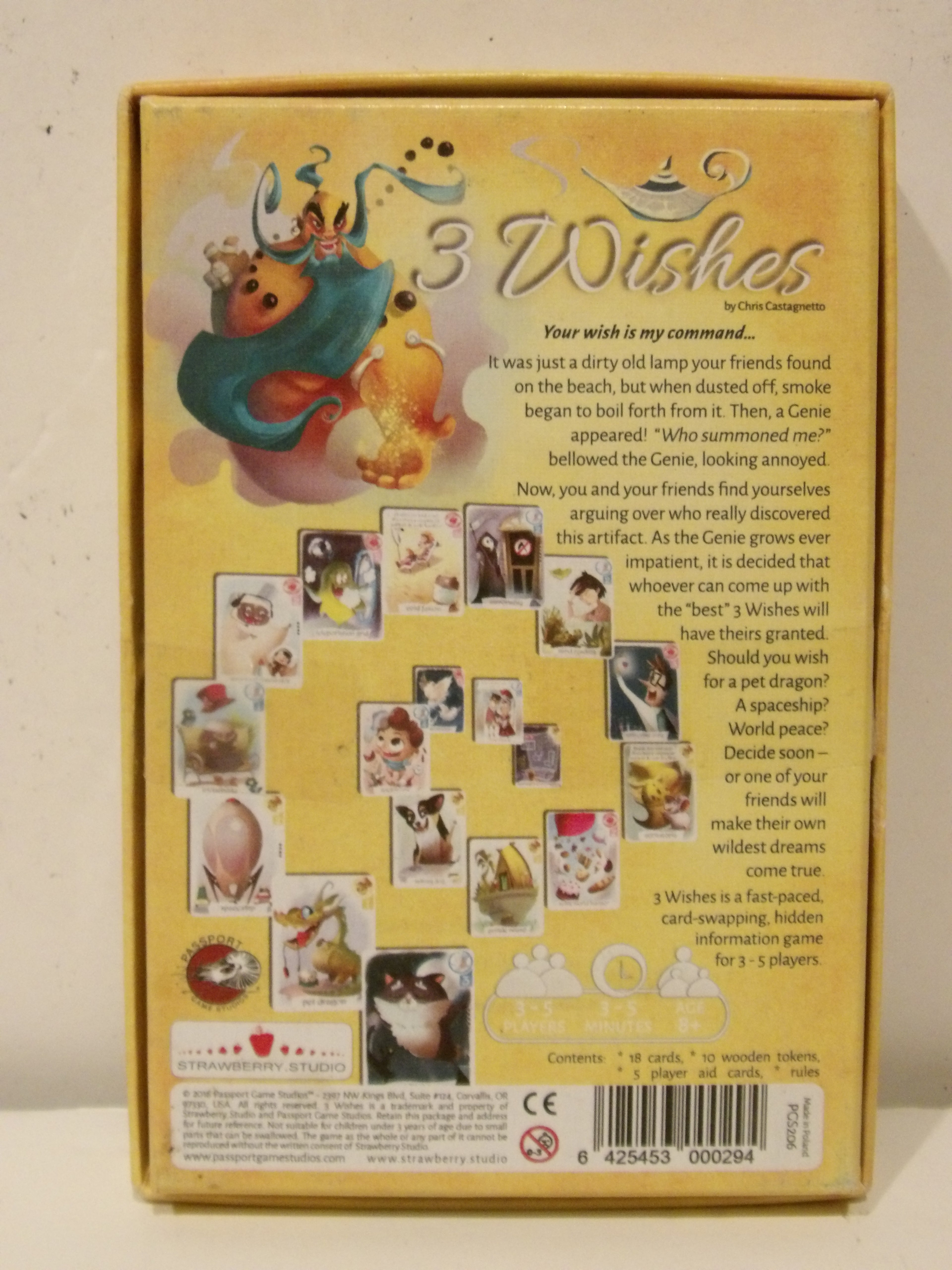 3 Wishes Micro Card Game by Chris Castagnetto | Strawberry Studio 2016 | Fast-Paced Family Strategy Game