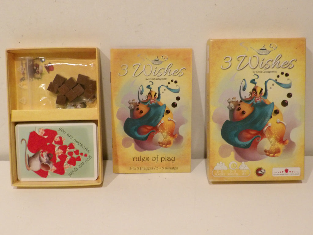 3 Wishes Micro Card Game by Chris Castagnetto | Strawberry Studio 2016 | Fast-Paced Family Strategy Game