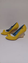 Hoyvoy - Textil Sparkle - Wedge - Toeless - Yellow - Brand New image 7