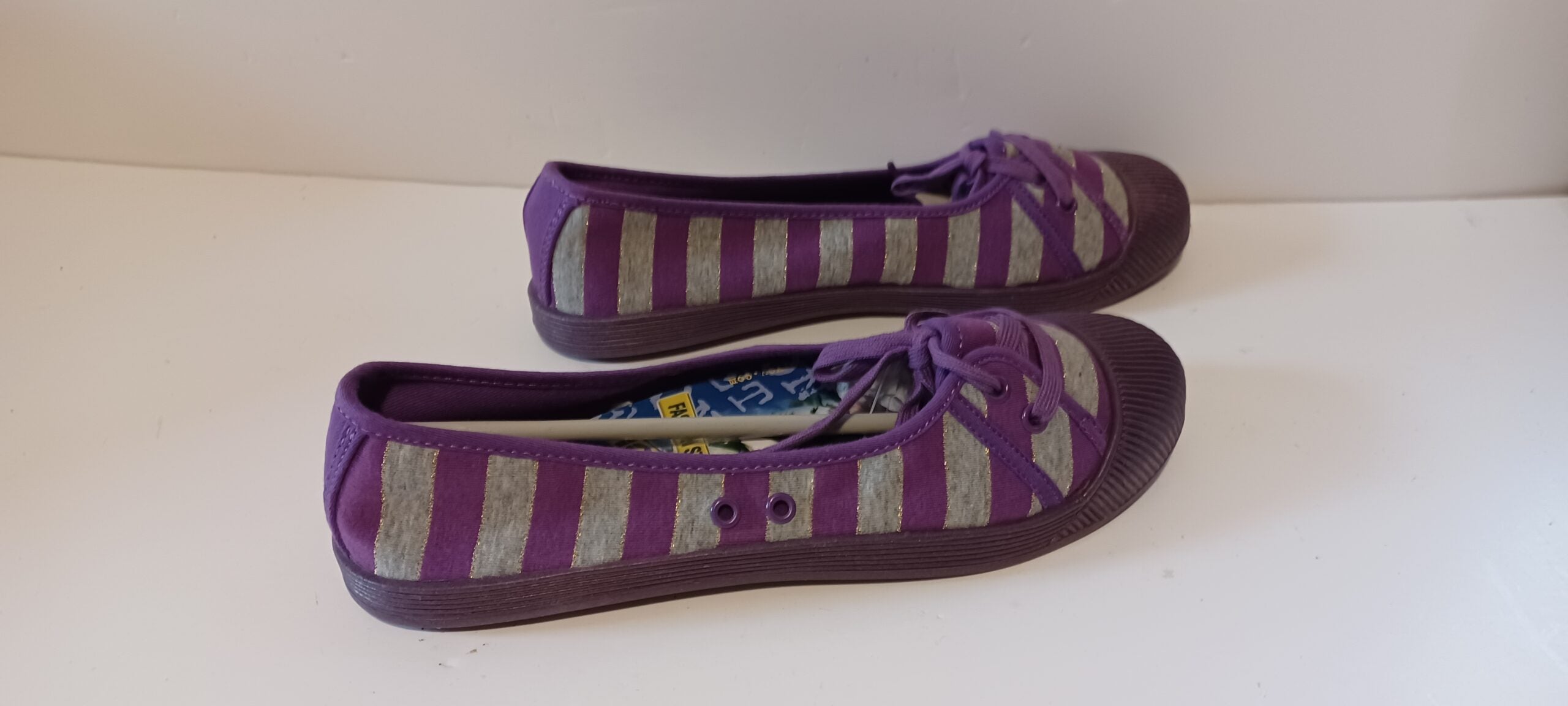 Hoyvoy - Textile - Violet - Flat - Laced Up - Stripe - Brand New image 4