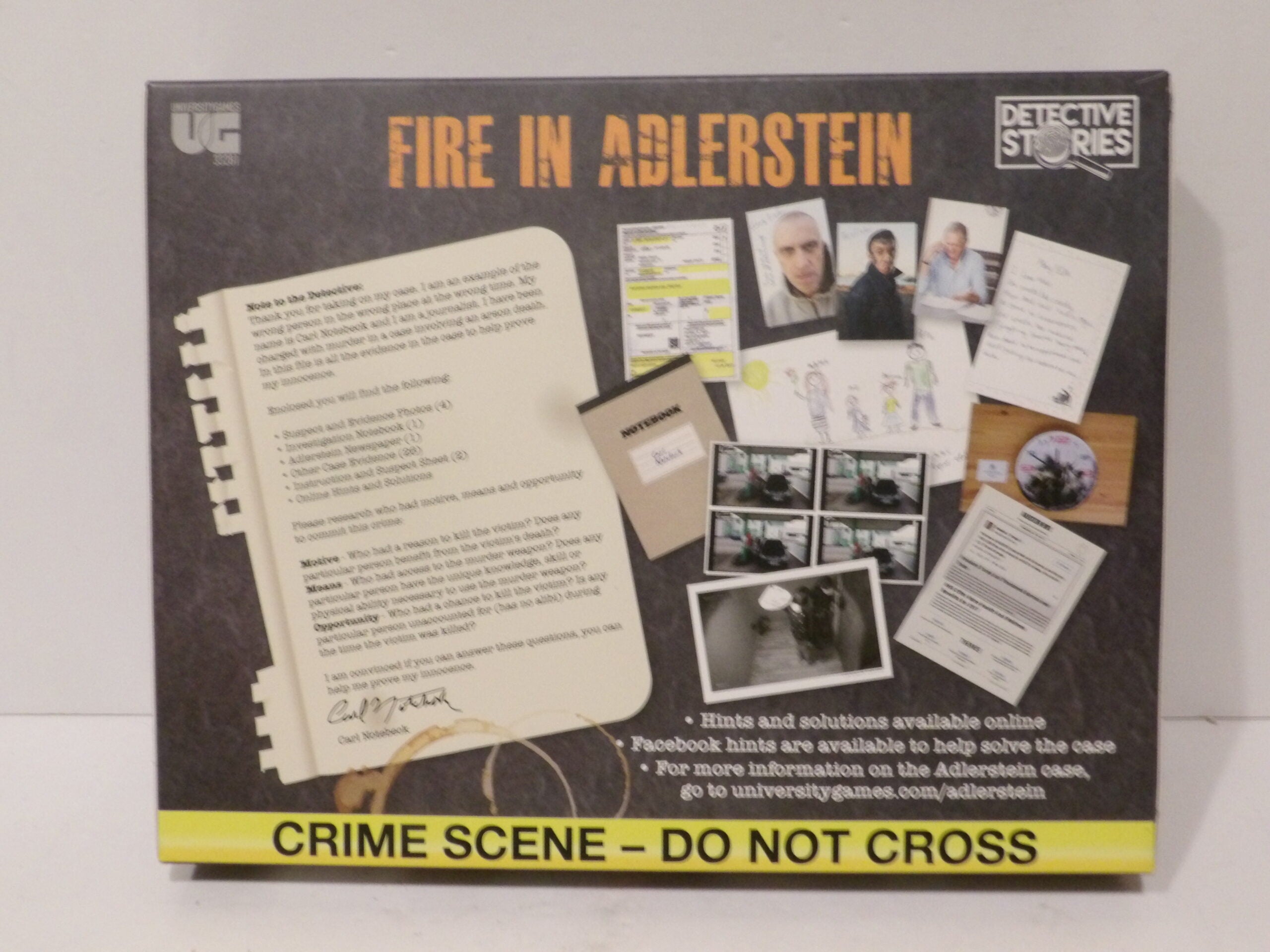 University Games, Murder, Mystery, Party Case Files, Fire in Adlerstein - Great Unused Condition image 1