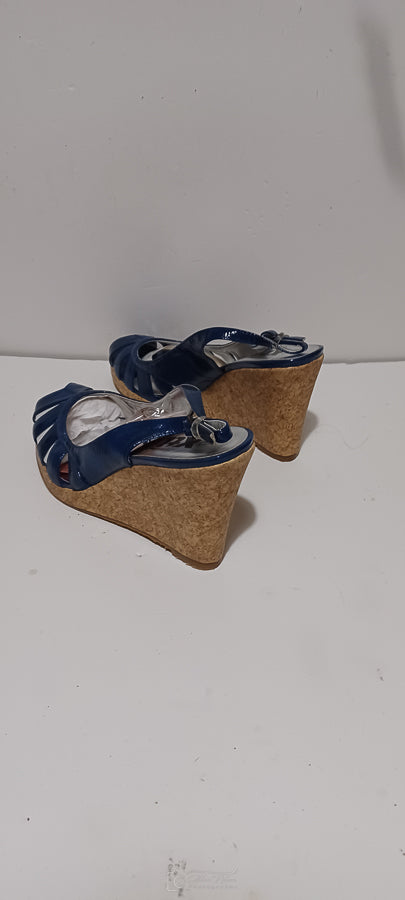 Xti - Sandlea - Ladies Heel Sandles - Wedge Heel - Front Weave - Blue - Brand New image 2