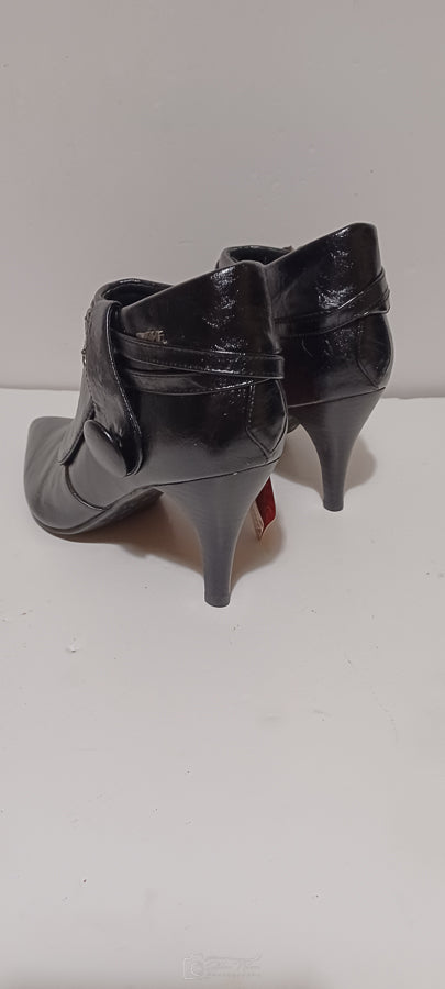 Xti - Ladies Half Boot - Side Buckle & Button - Black - Brand New image 4