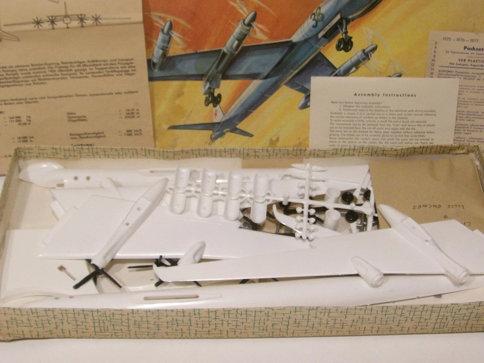 Tupolev TU-20 VEB Plasticart 1:100 Scale Soviet Aircraft Model Kit Appears Complete image 0
