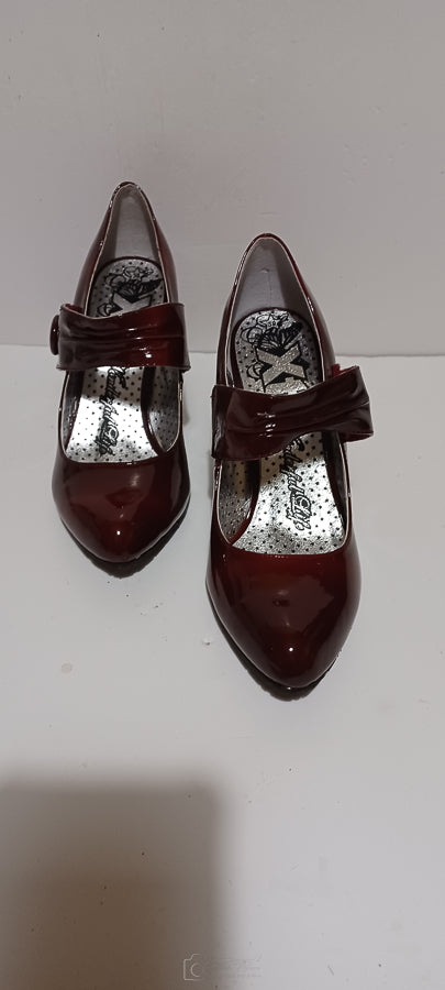 Xti - Charol - Ladies Heel - Front Button Strap - Red - Brand New image 6