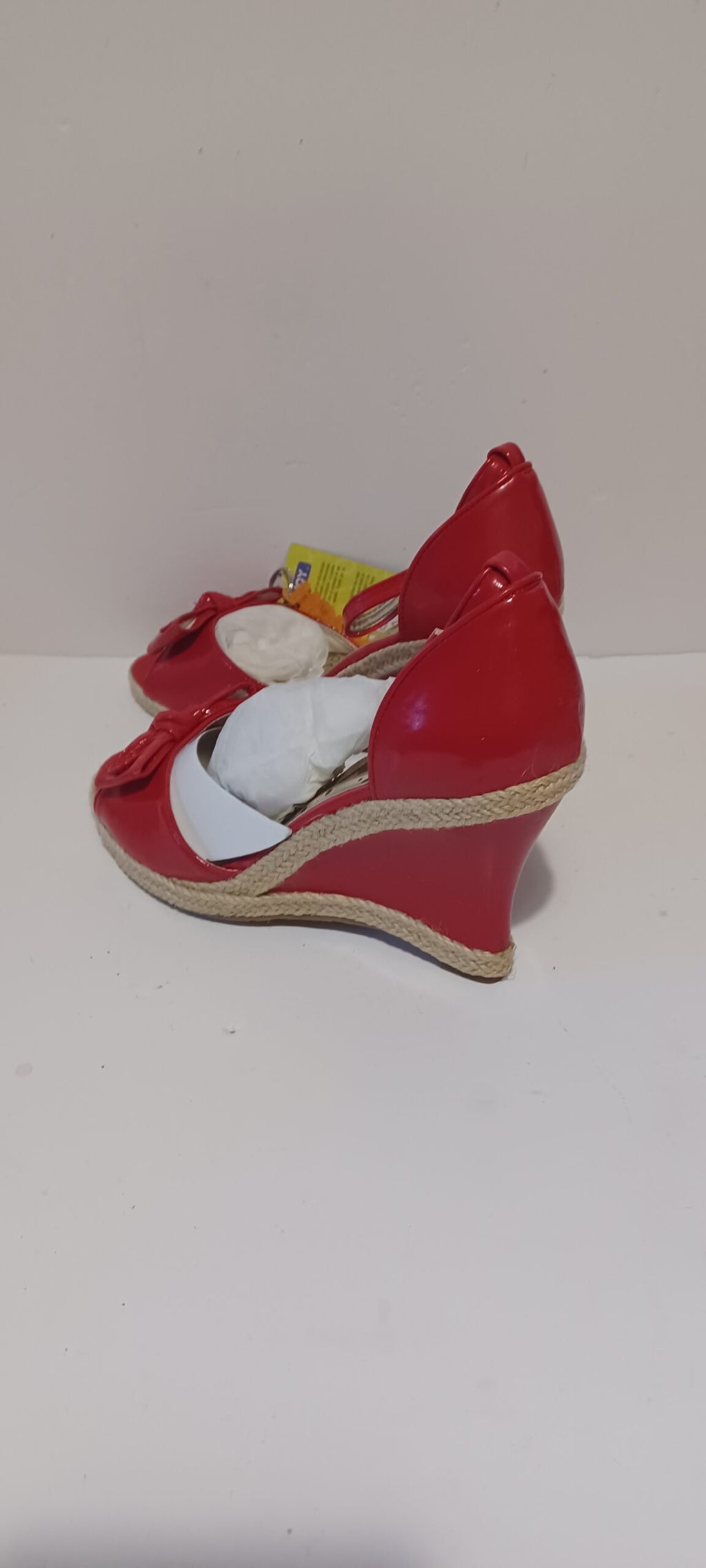 Hoyvoy - Bow - Wedge - Heel Strap - Red - Brand New image 3