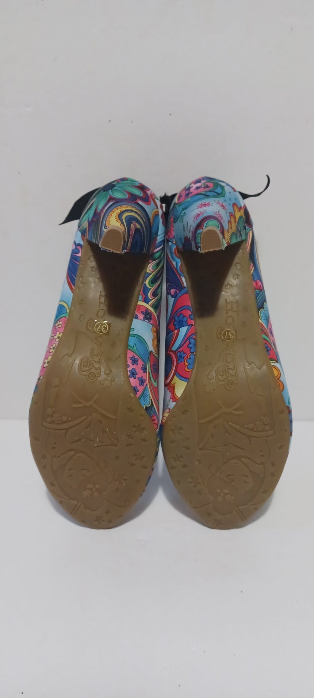 Hoyvoy - Flora - Textil - Heels - Toeless - Floral Blue- Brand New image 6