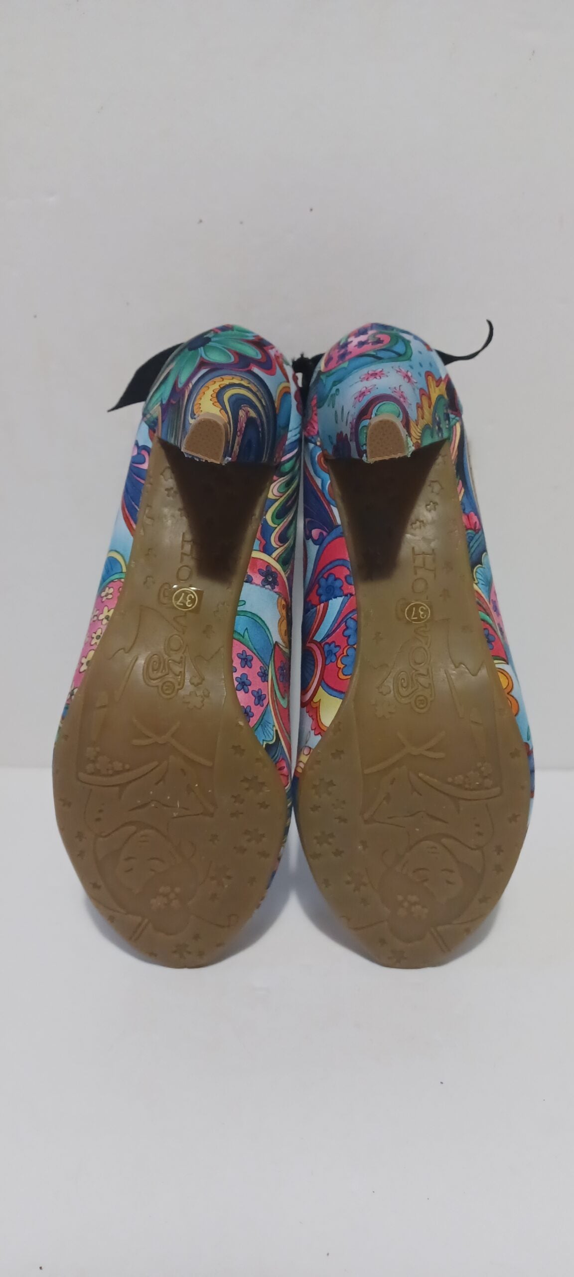 Hoyvoy - Flora - Textil - Heels - Toeless - Floral Blue- Brand New image 6