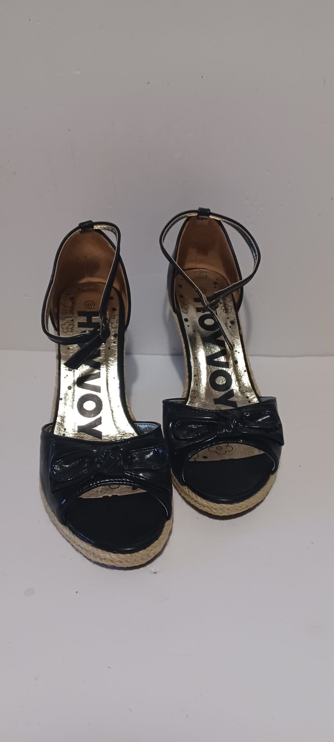 Hoyvoy - Bow - Wedge - Heel Strap - Black - Brand New image 7