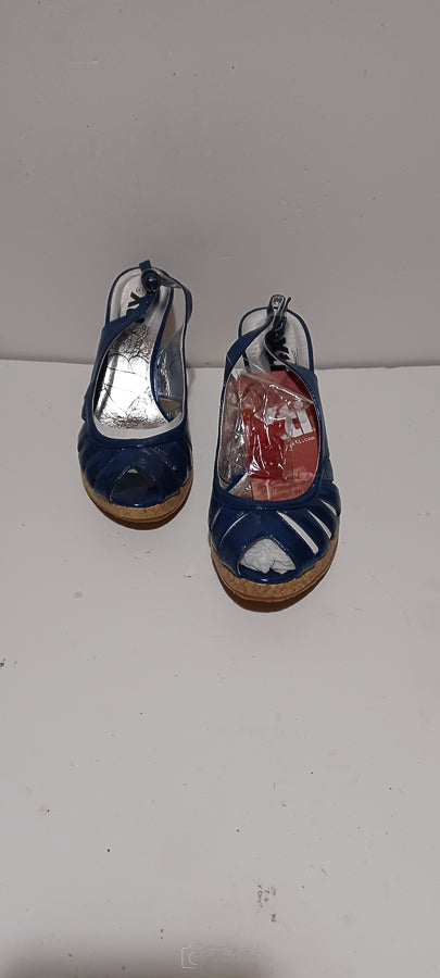 Xti - Sandlea - Ladies Heel Sandles - Wedge Heel - Front Weave - Blue - Brand New image 6