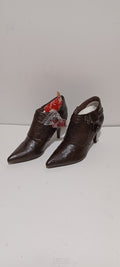 Xti - Ladies Half Boot - Side Buckle & Button - Brown - Brand New - 3/36, Brown image