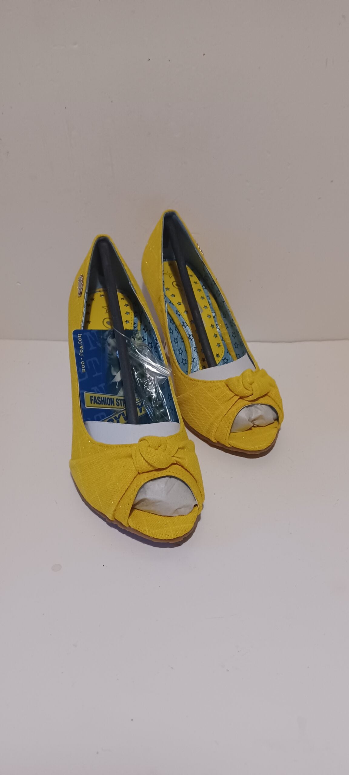 Hoyvoy - Textil Sparkle - Wedge - Toeless - Yellow - Brand New - 3/36, Yellow image