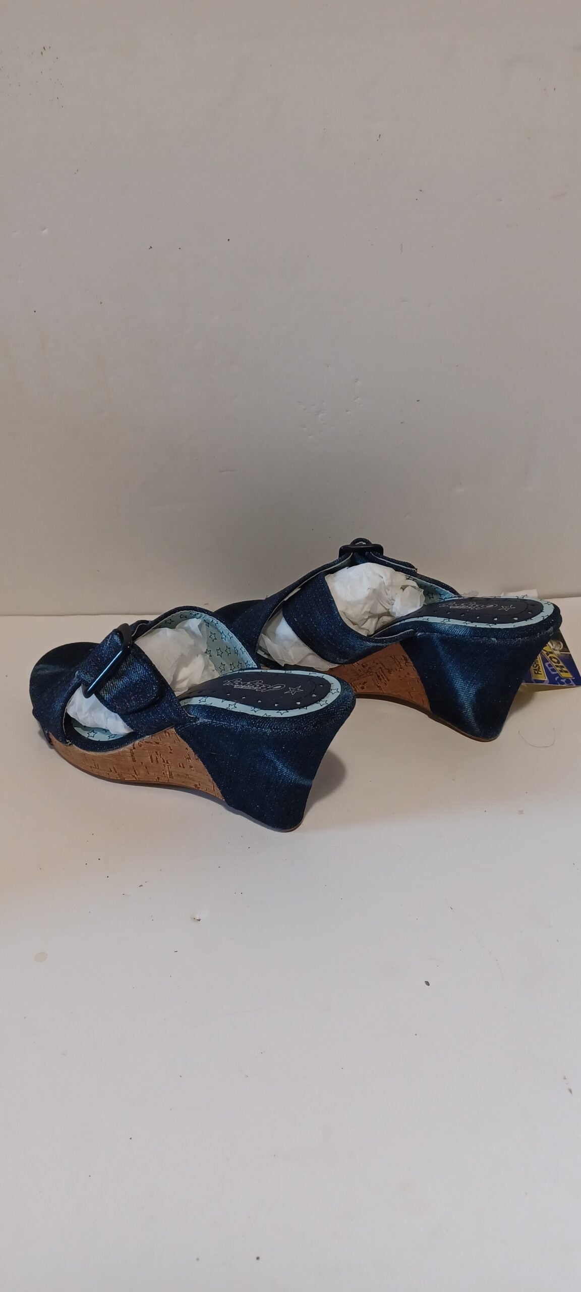 Hoyvoy - Sandalia - Wedge Heel - Denim Wash - Front Strap - Dark Blue - Brand New image 2