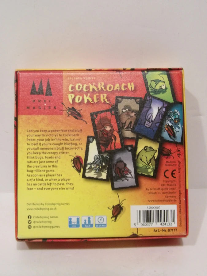 Schmidt - Cockroach Poker - Bluffing Poker Card Game - Ages 8+ - 2-6 Players - 15 Minutes Playing - Great Condition image 1