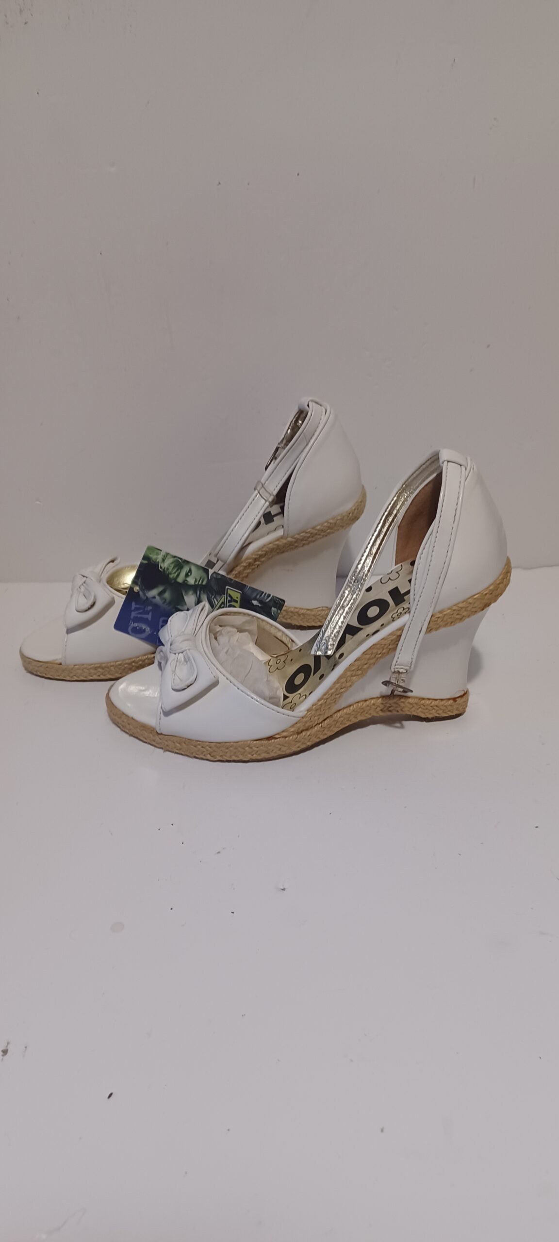 Hoyvoy - Bow - Wedge - Heel Strap - White - Brand New image 5