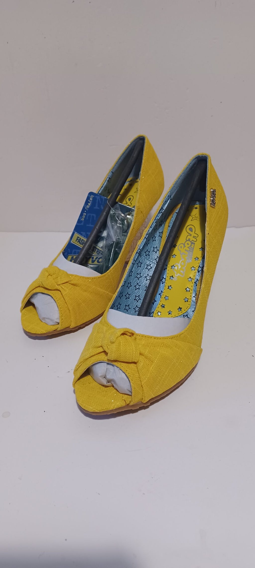 Hoyvoy - Textil Sparkle - Wedge - Toeless - Yellow - Brand New image 0