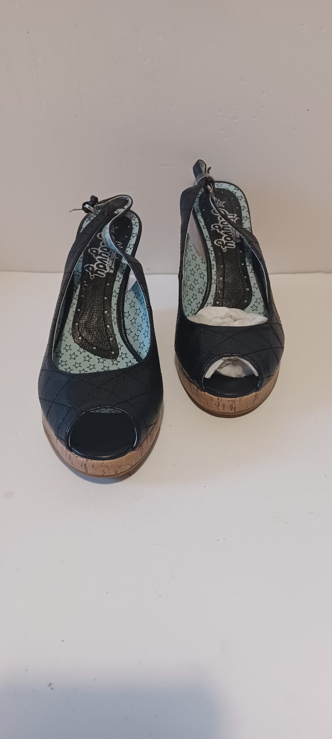 Hoyvoy - Stitch - Wedge Heels - Heel Strap - Black - Brand New image 1