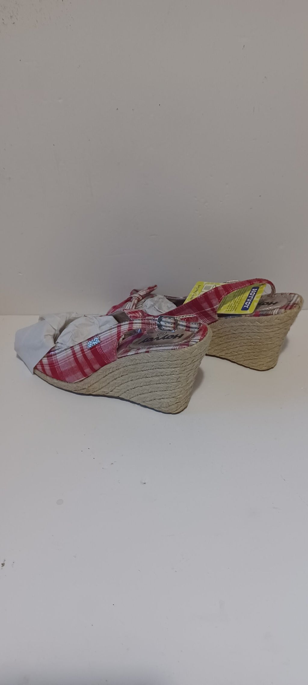 Hoyvoy - Escoces - Wedge Heel Strap - Red Tartan - Bow Decore - Brand New image 5