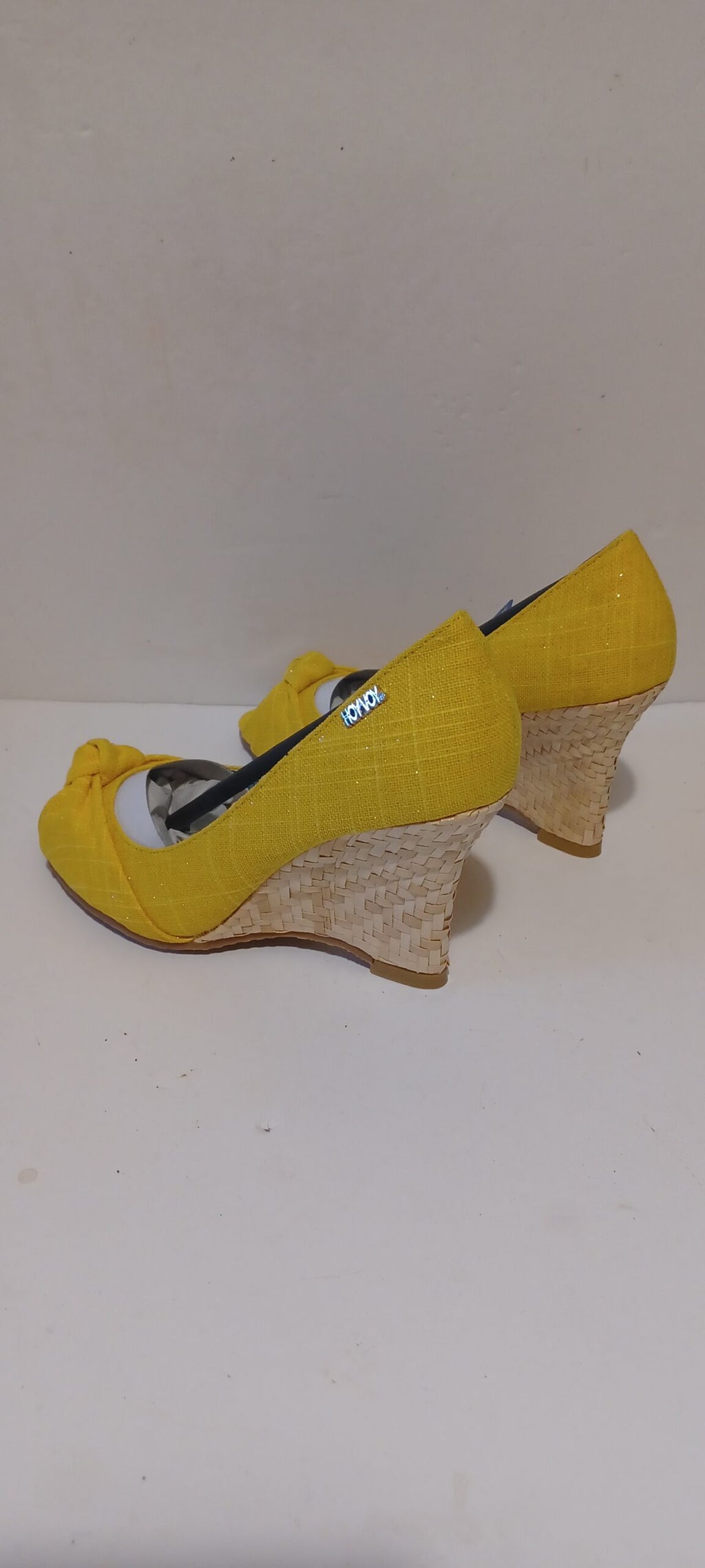 Hoyvoy - Textil Sparkle - Wedge - Toeless - Yellow - Brand New image 6