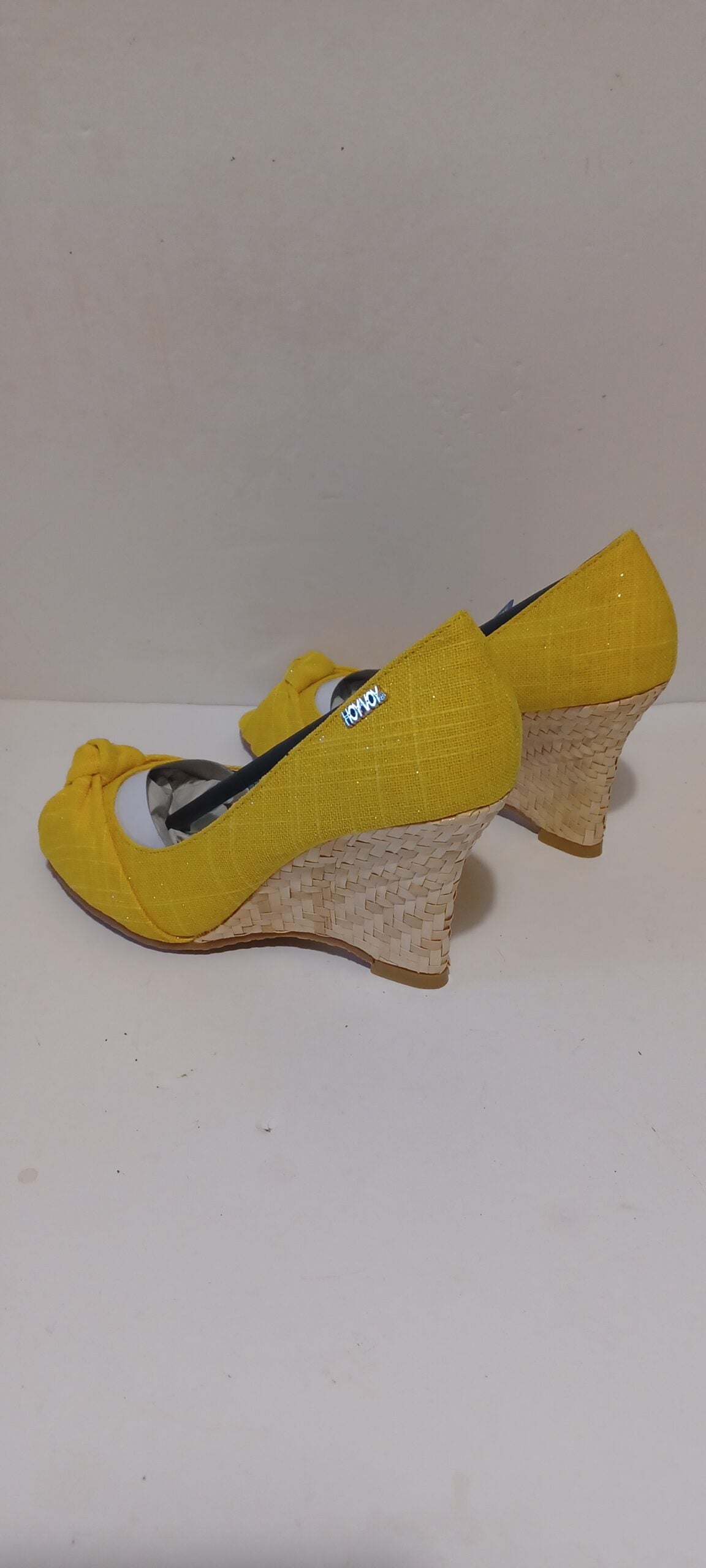 Hoyvoy - Textil Sparkle - Wedge - Toeless - Yellow - Brand New image 6