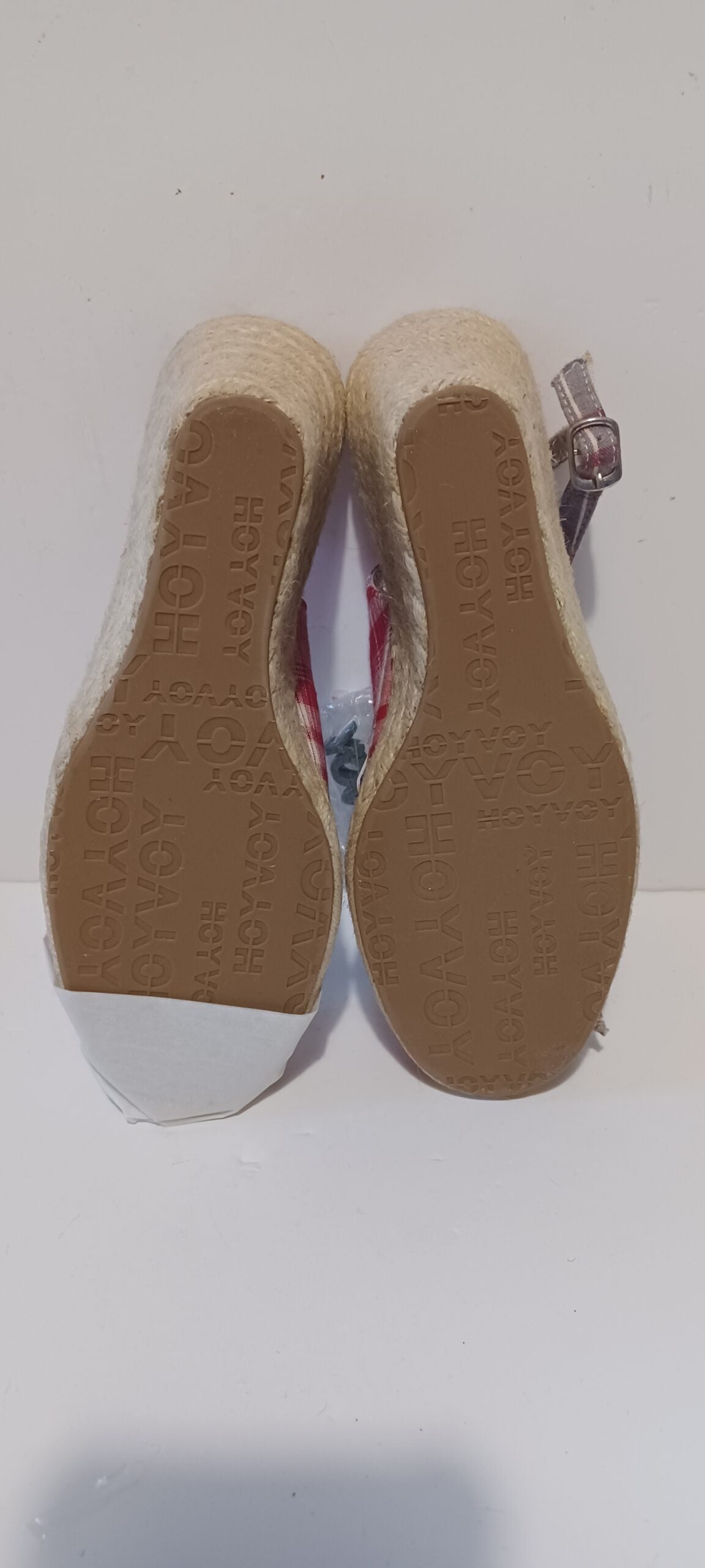 Hoyvoy - Escoces - Wedge Heel Strap - Red Tartan - Bow Decore - Brand New image 7