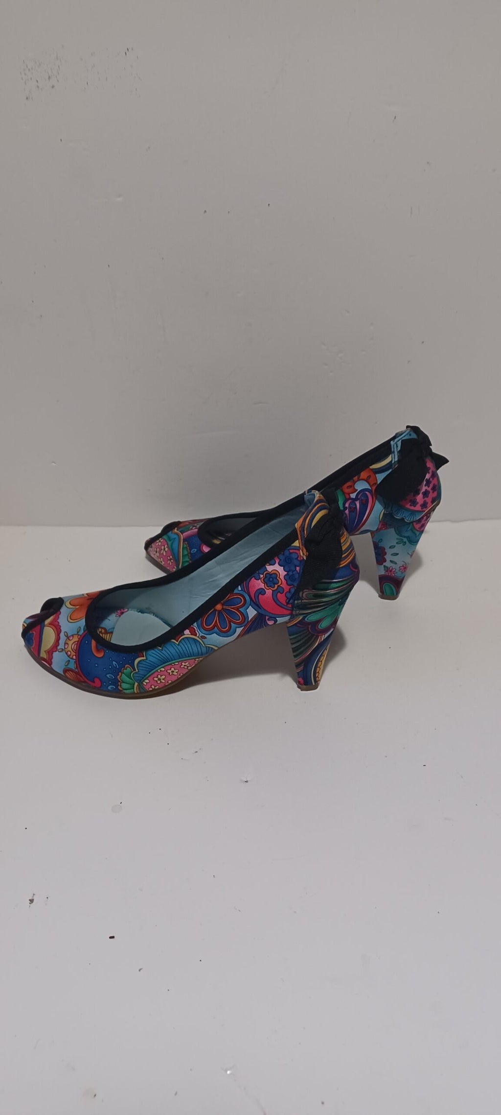 Hoyvoy - Flora - Textil - Heels - Toeless - Floral Blue- Brand New image 4