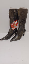 Xti - Sundry - Knee Boot - Zip - Buckle and Studs - Black - Brand New - 6/39, Black image