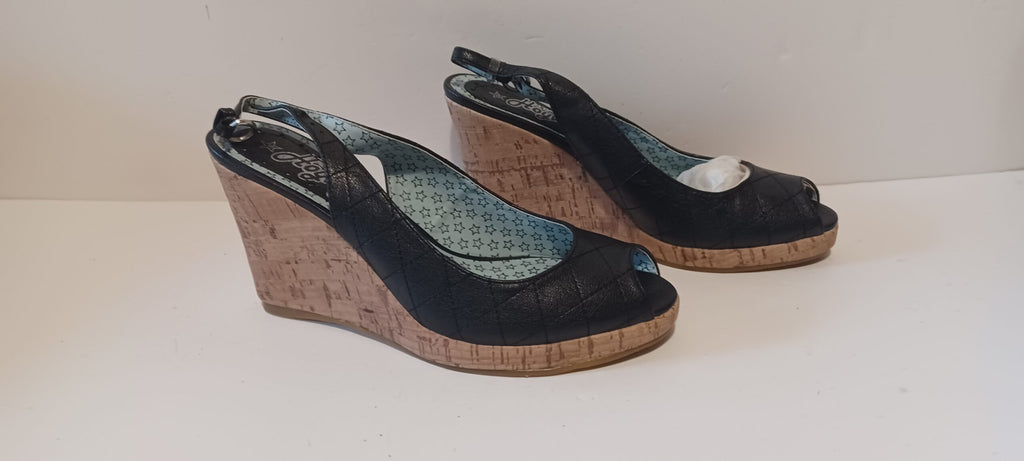 Hoyvoy - Stitch - Wedge Heels - Heel Strap - Black - Brand New image 4