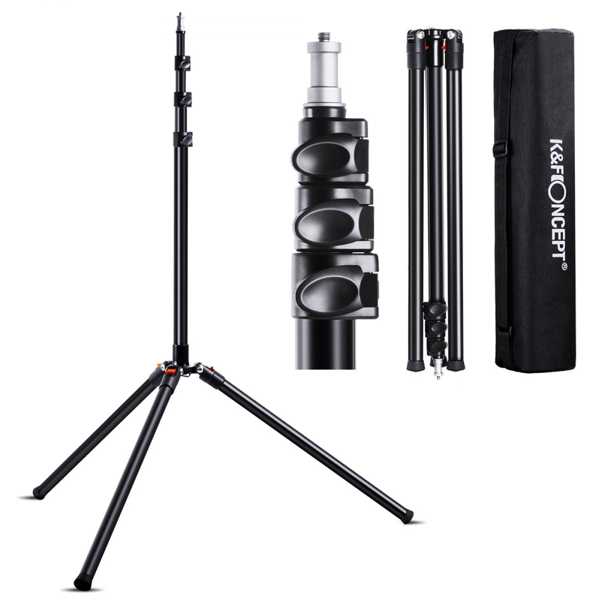 K&F Concept - Aluminum Heavy Duty - Stand 7.5Ft/2.3m/90.55" - Adjustable Lighting Tripod Stand - Softboxes - Photo Studio Speedlight image 0