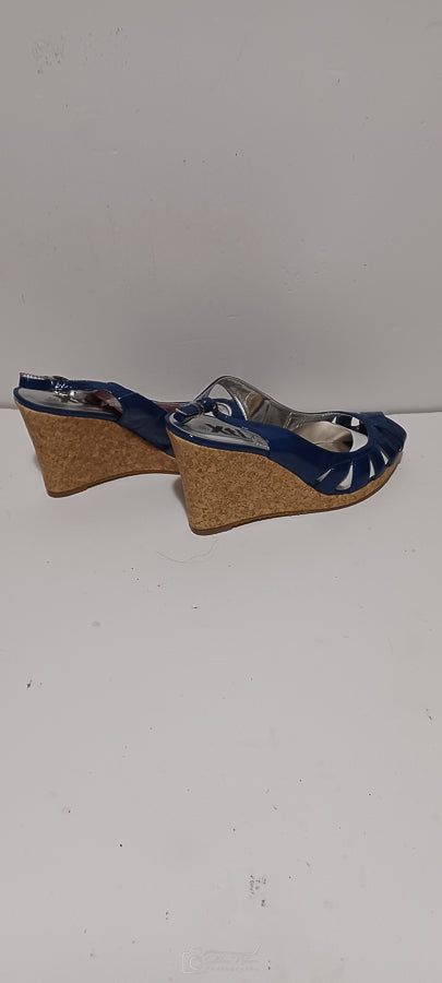 Xti - Sandlea - Ladies Heel Sandles - Wedge Heel - Front Weave - Blue - Brand New image 4