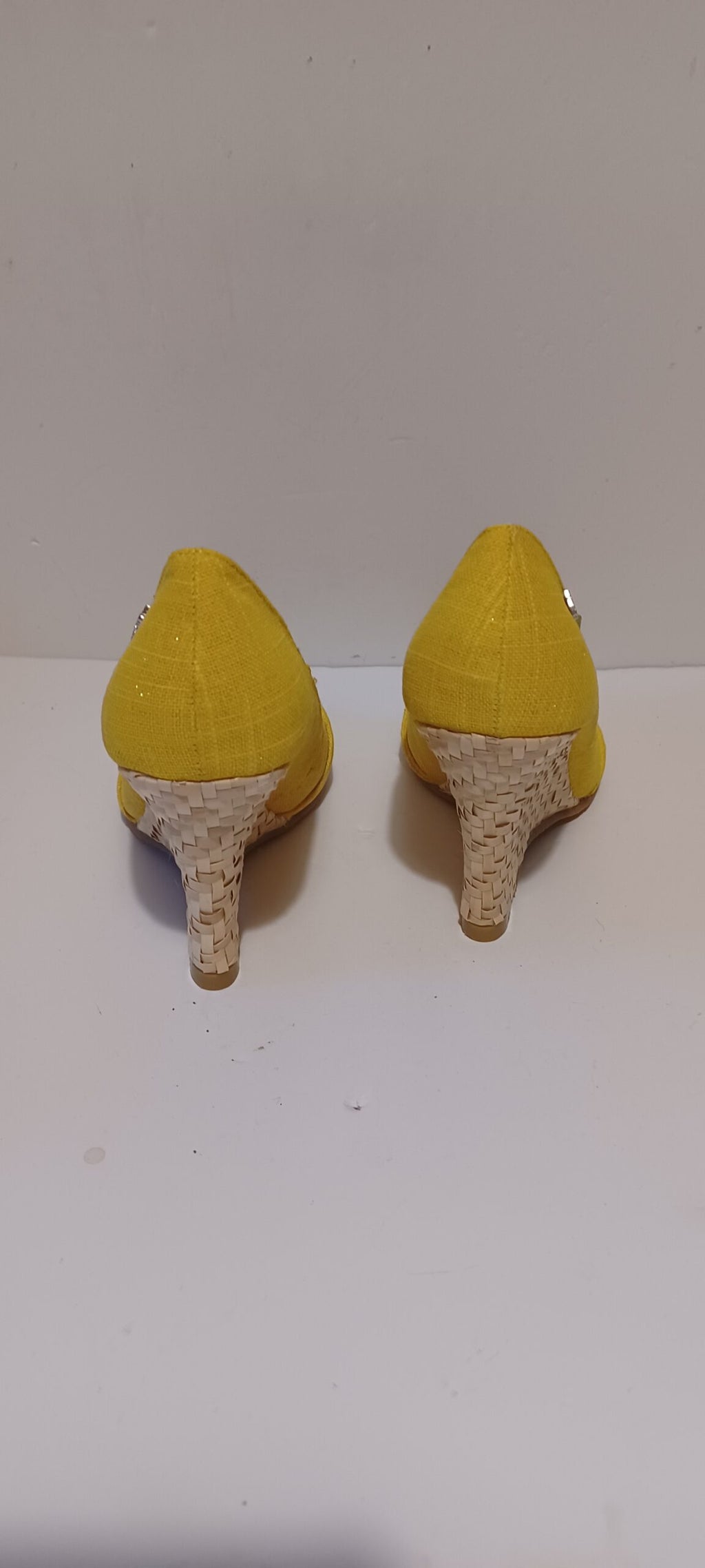 Hoyvoy - Textil Sparkle - Wedge - Toeless - Yellow - Brand New image 5