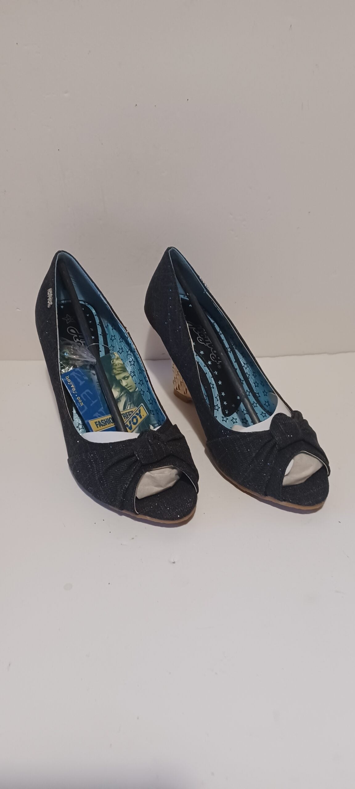 Hoyvoy - Textil Sparkle - Wedge - Toeless - Black - Brand New - 7/40, Black image