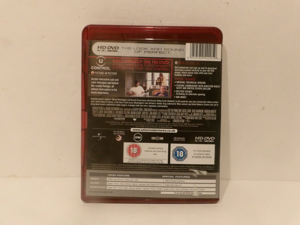 The back cover of a red plastic HD DVD case for the movie 'The Look and Sound of Perfect', featuring product details, barcode, and rating logos on a white background.