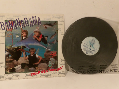 Bananarama's 'Deep Sea Mining' 12-inch vinyl record and its printed sleeve, displayed on a light-colored surface.