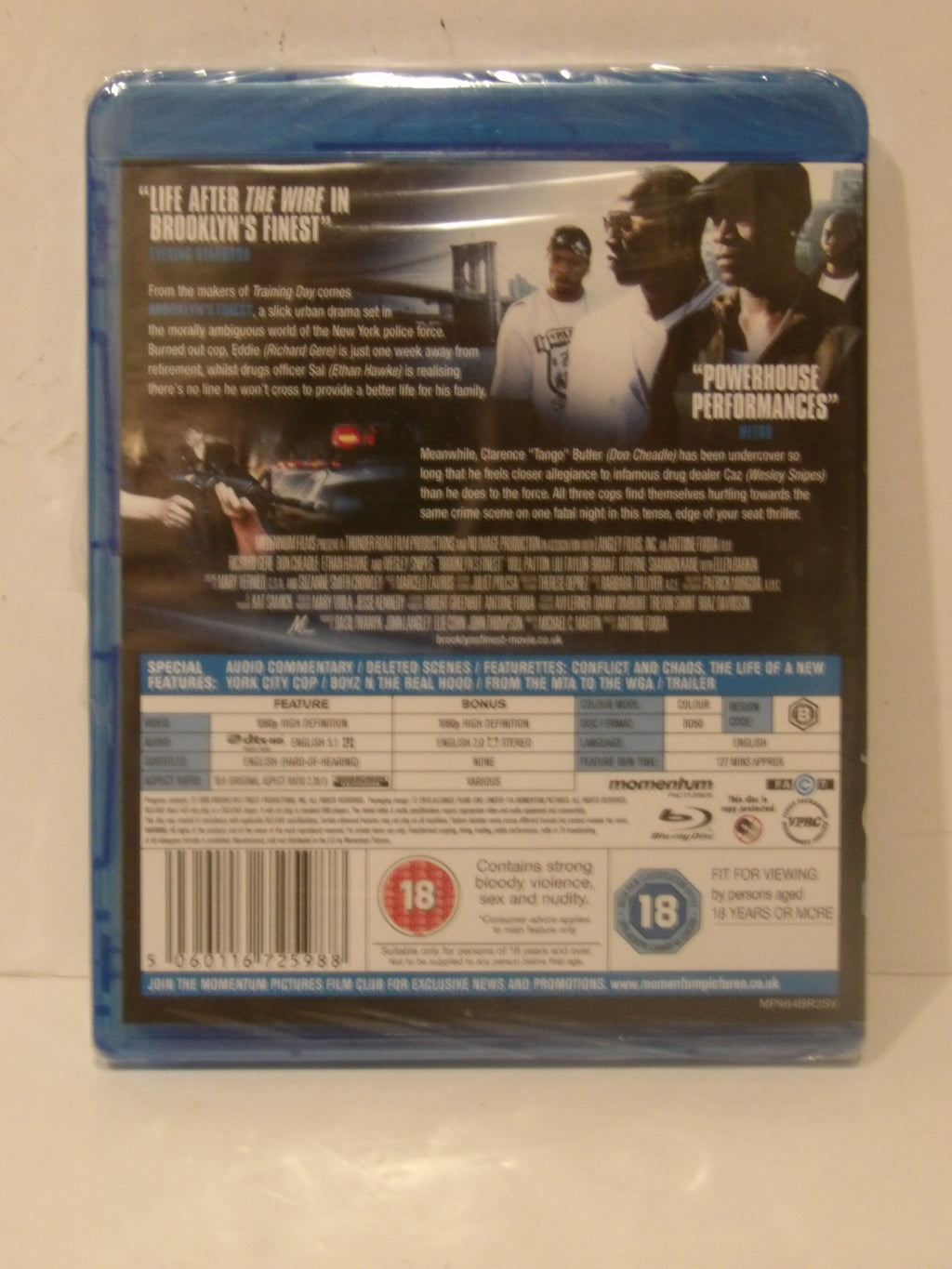 Back cover of a Blu-ray case for the movie 'Powerhouse Performances' on a light beige background.