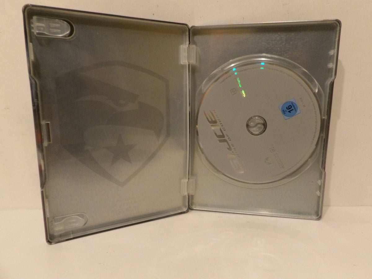 A silver CD-ROM case shown open, with a silver disc inside. The case has a translucent gray plastic finish with a dark shield and star logo printed on the inside cover.