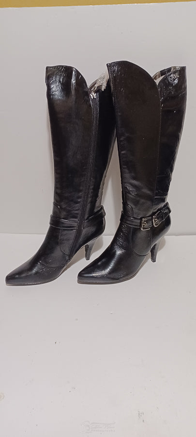 Xti - Sundry - Knee Boot - Ankle Buckle - Black - Brand New - 4/37, Black image