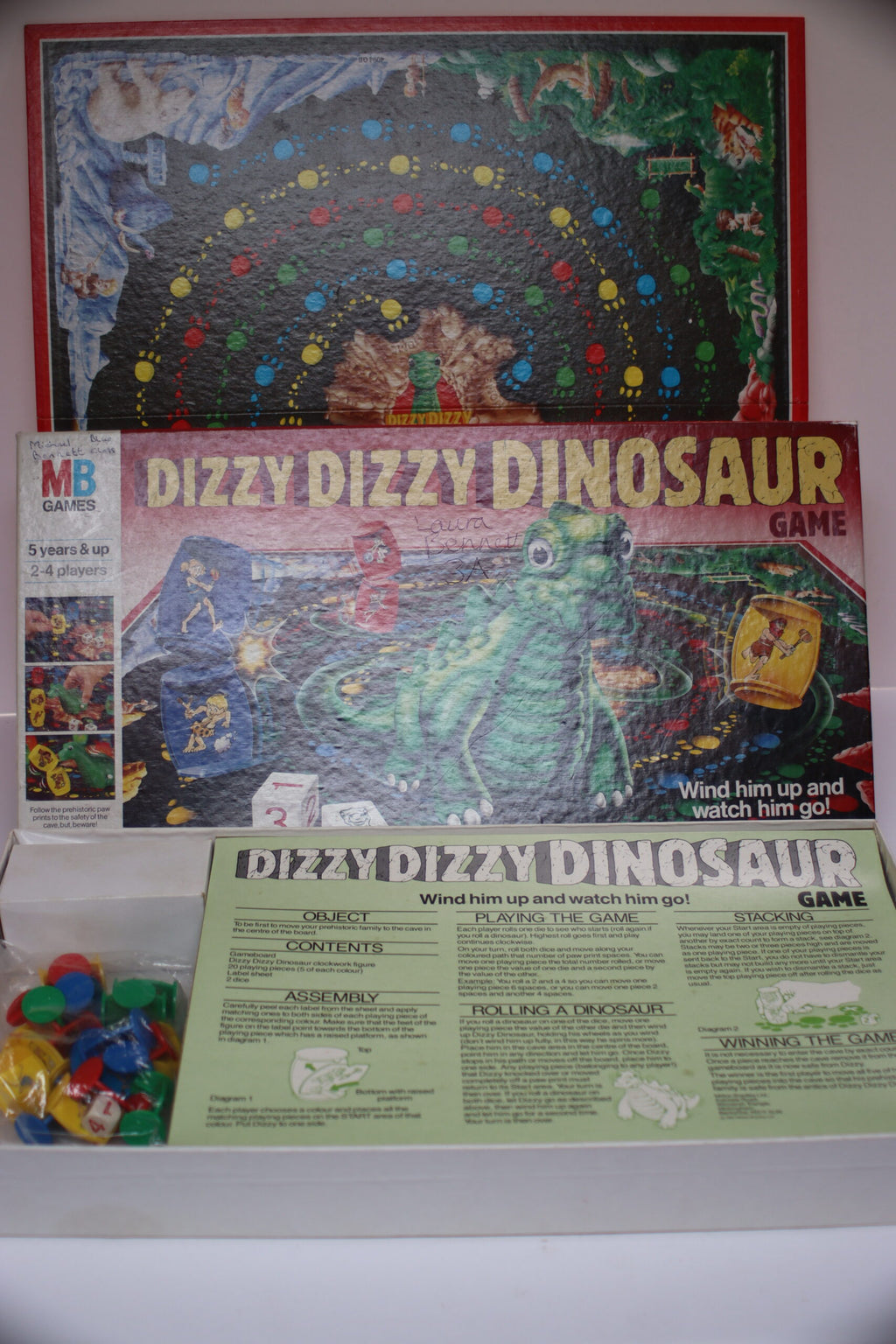 Dizzy Dizzy Dinosaur Board Game Vintage MB 1987 Complete  & Working Dizzy image 6