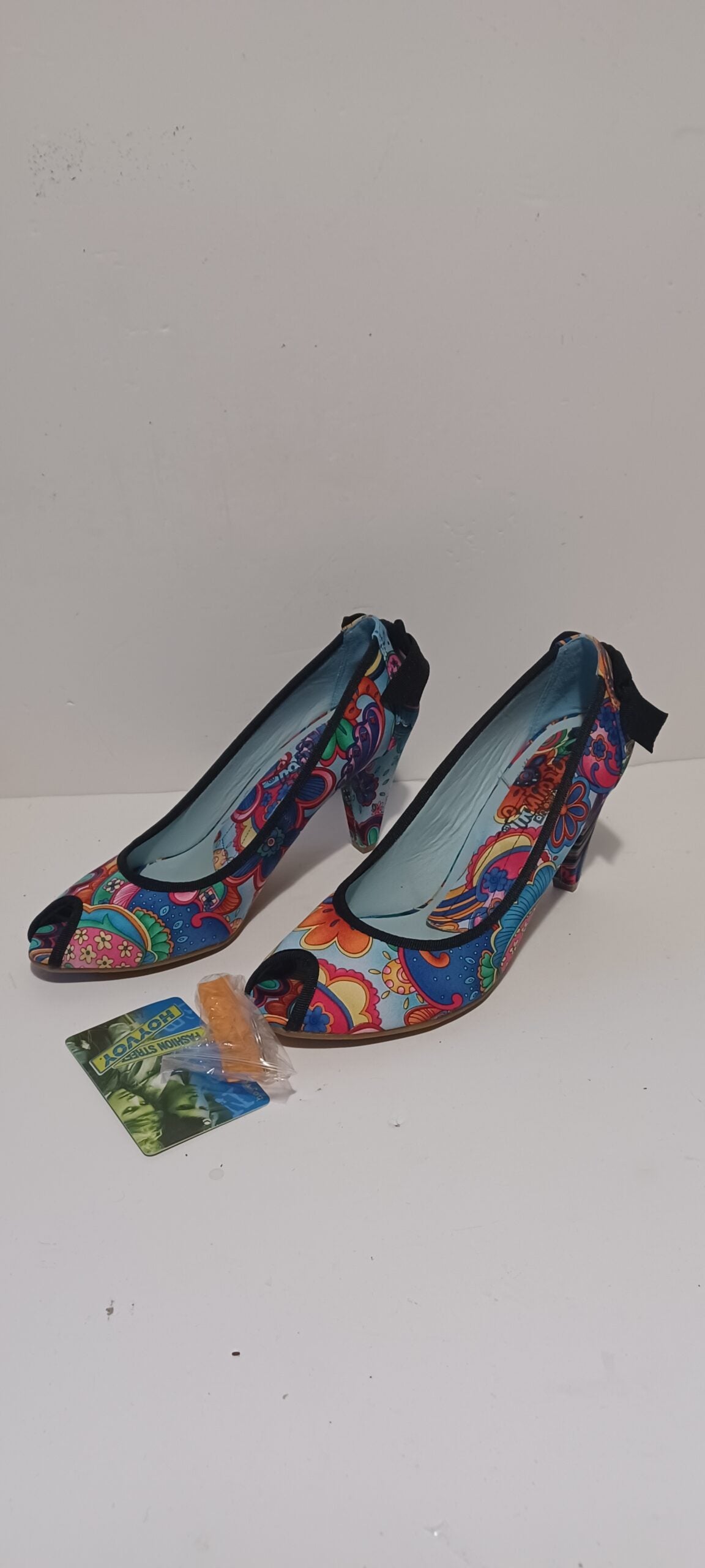 Hoyvoy - Flora - Textil - Heels - Toeless - Floral Blue- Brand New image 5
