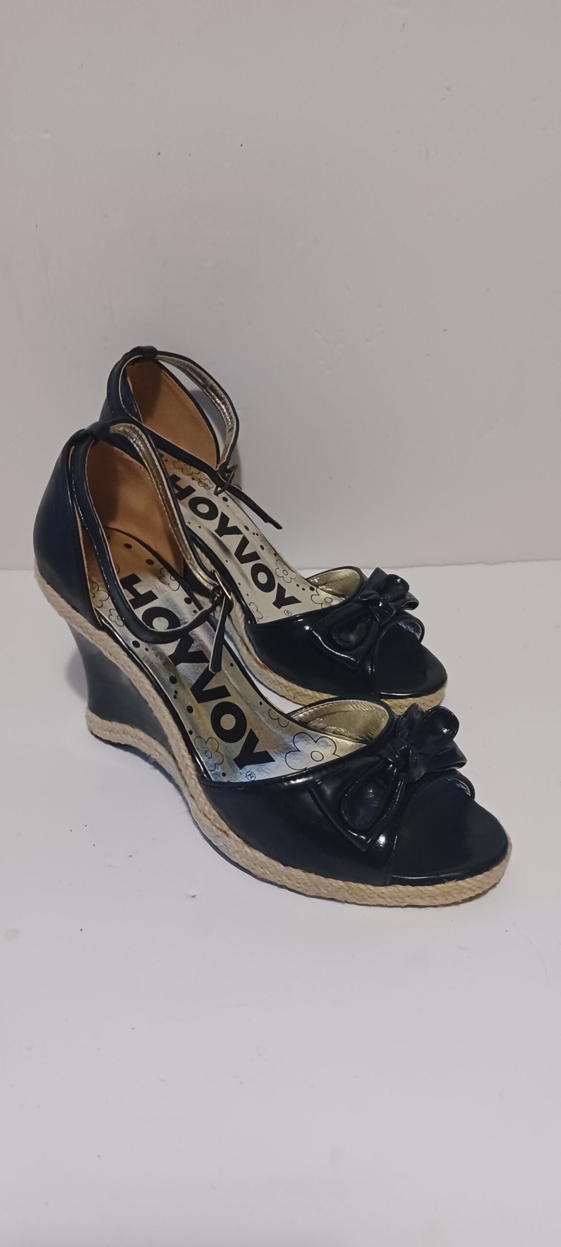 Hoyvoy - Bow - Wedge - Heel Strap - Black - Brand New - 6/39, Black image