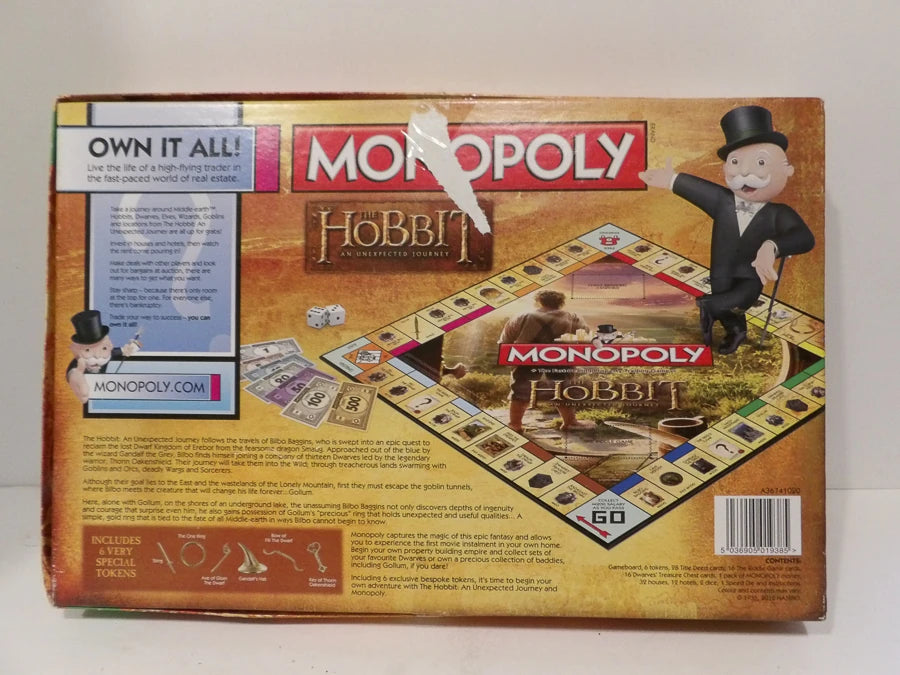 Monopoly - Hobbit - Unexpected Journey - Opened Contents Great Condition - Hasbro Games - Family Property Trading Game image 2