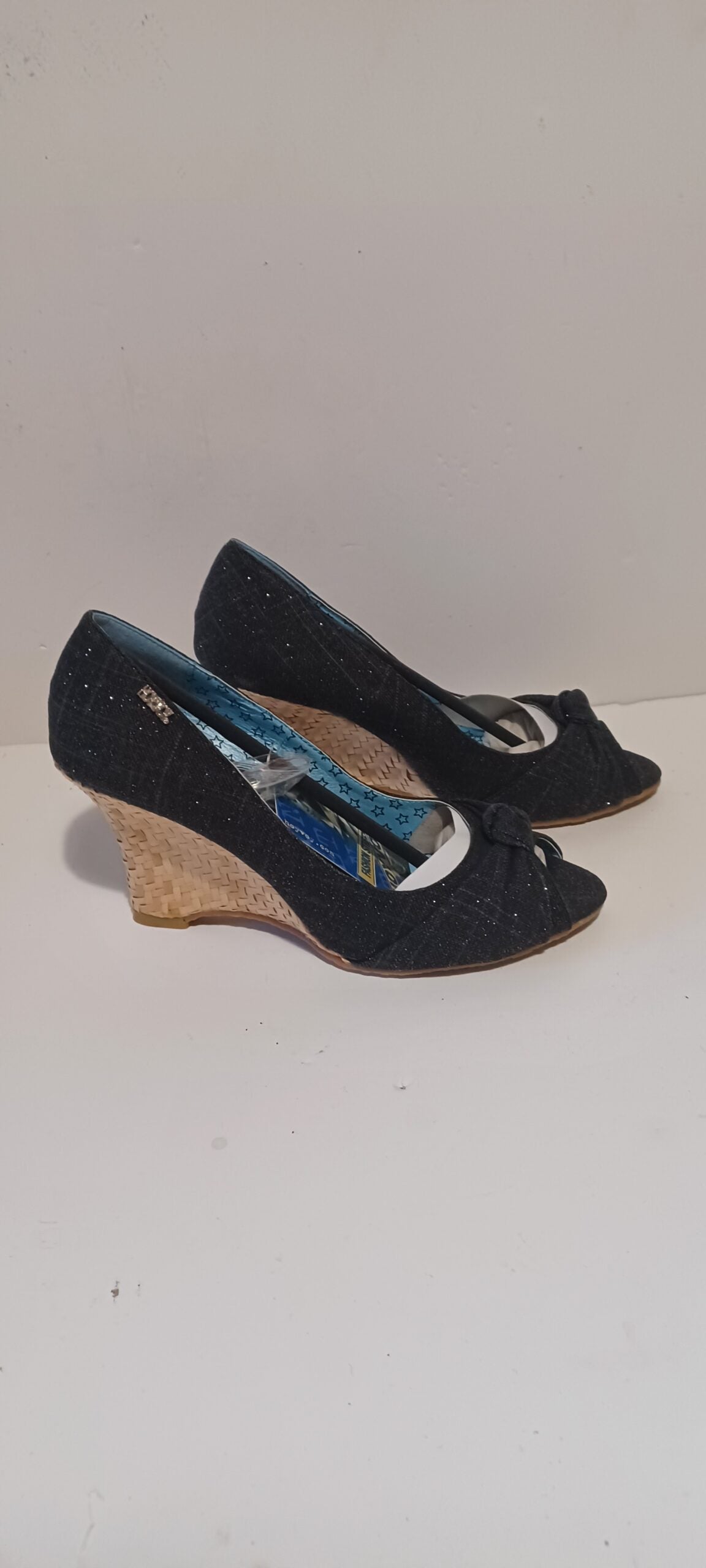 Hoyvoy - Textil Sparkle - Wedge - Toeless - Black - Brand New image 2