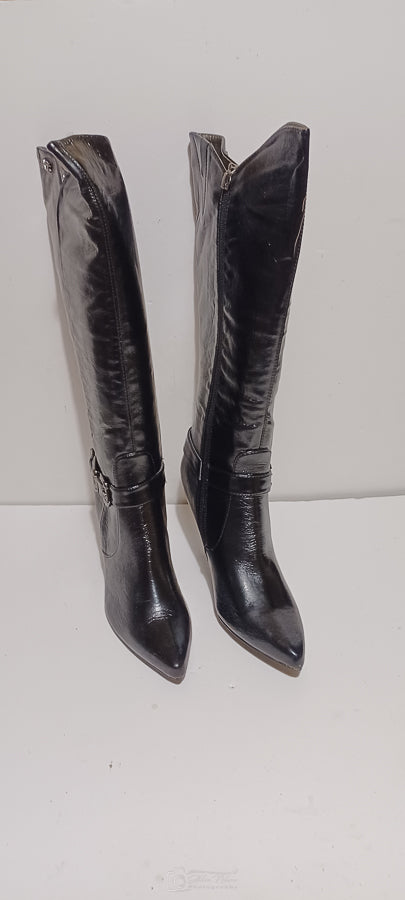 Xti - Sundry - Knee Boot - Ankle Buckle - Black - Brand New image 1