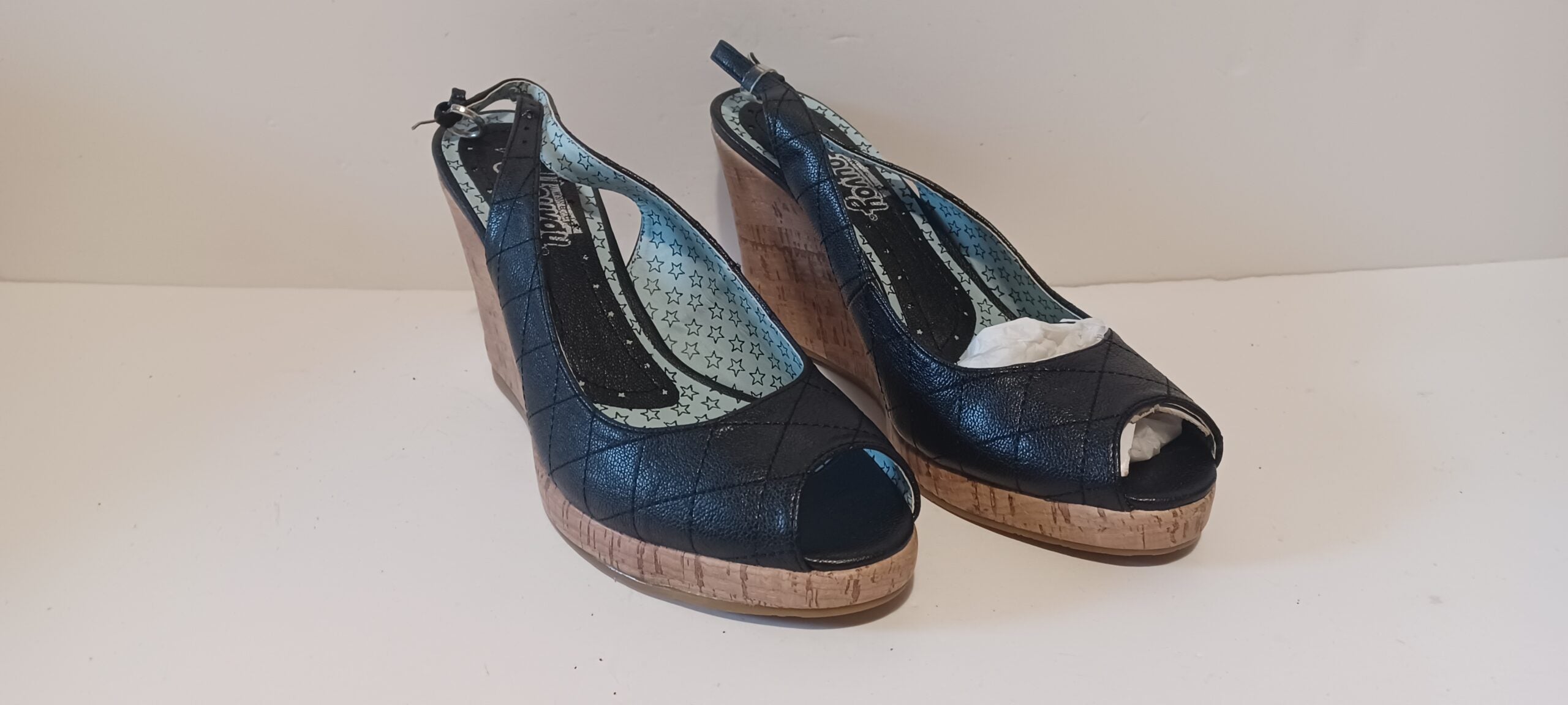 Hoyvoy - Stitch - Wedge Heels - Heel Strap - Black - Brand New - 3/36, Black image