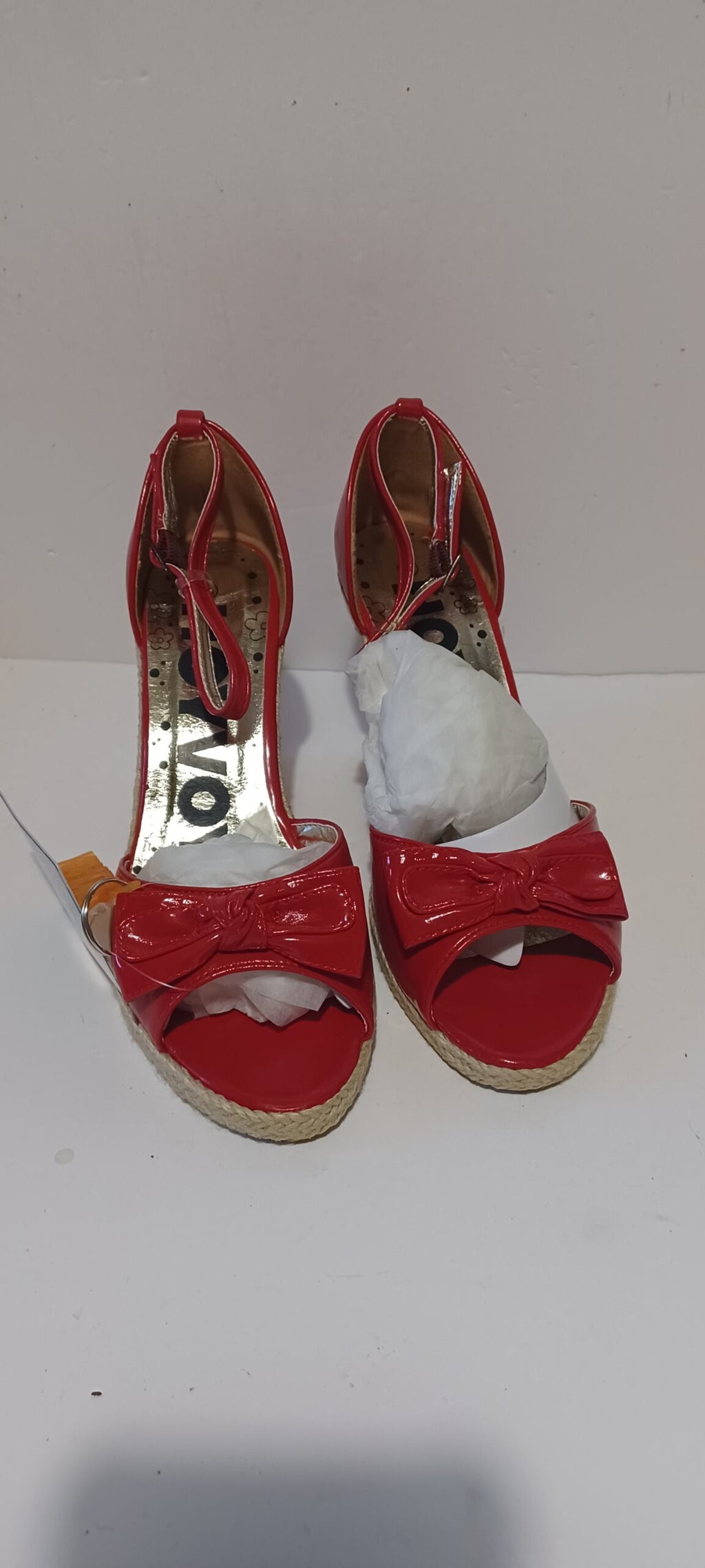 Hoyvoy - Bow - Wedge - Heel Strap - Red - Brand New image 7