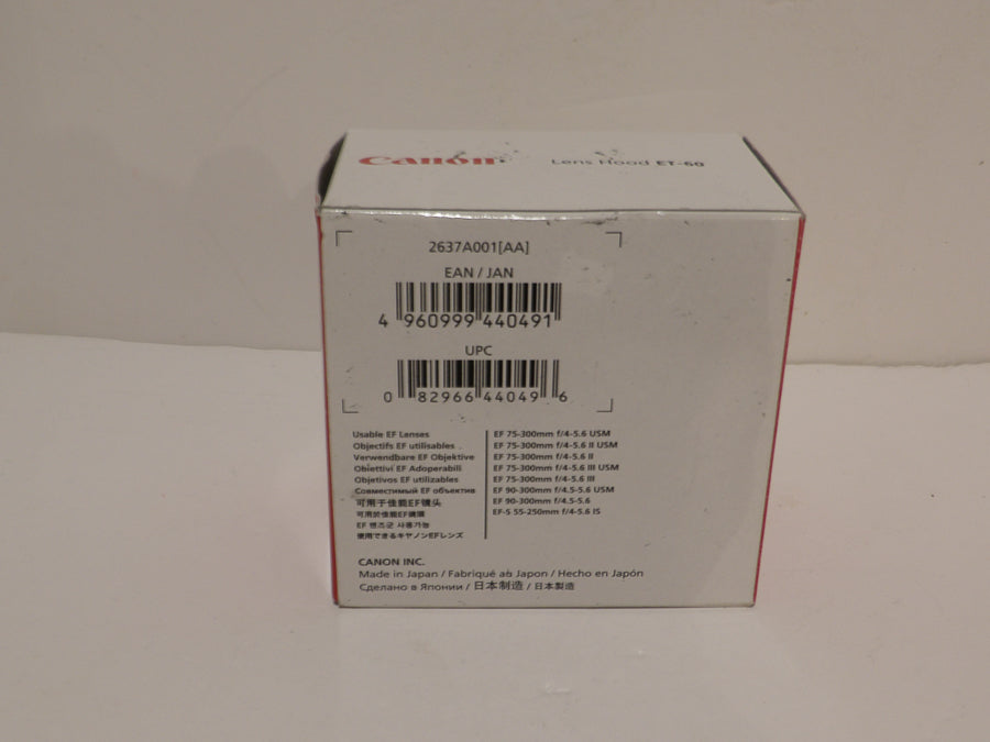 Canon ET-60 Lens Hood Fits EF 75-300mm F4.5/5.6 USM & Non-USM Etc Canon ET60 image 1