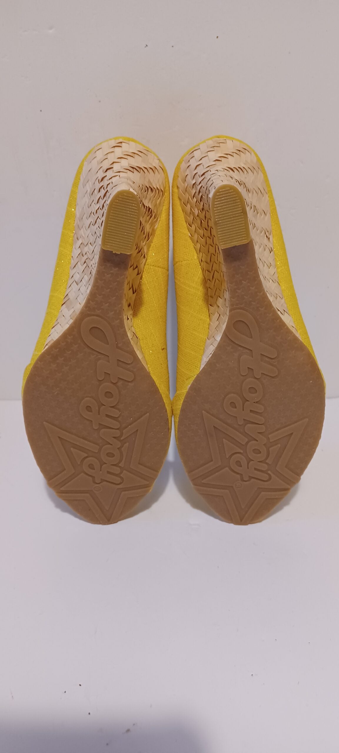 Hoyvoy - Textil Sparkle - Wedge - Toeless - Yellow - Brand New image 1